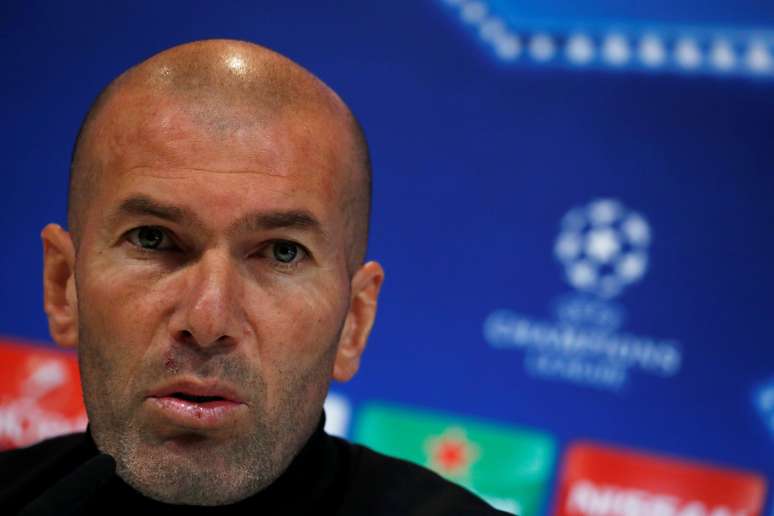 Técnico do Real Madrid, Zinedine Zidane, durante coletiva de imprensa em Madri 10/04/2018  REUTERS/Sergio Perez