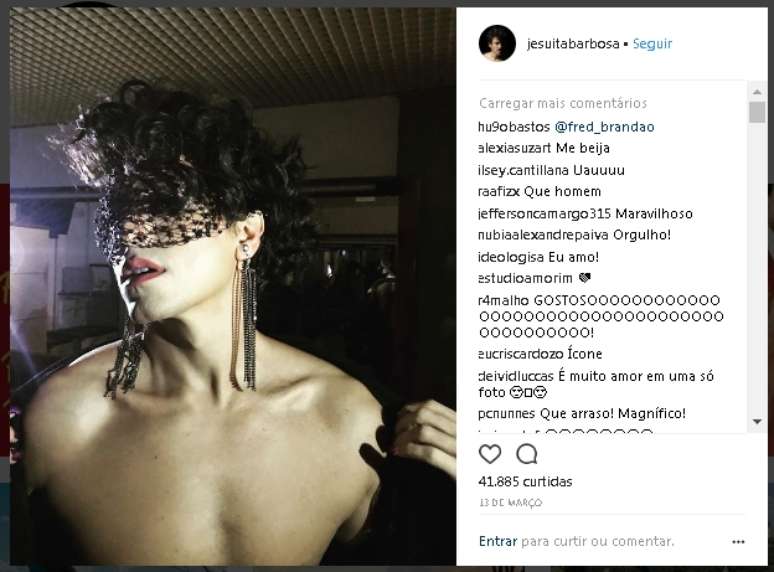 Mais de 40 mil pessoas curtiram foto de Jesuita Barbosa caracterizado como drag