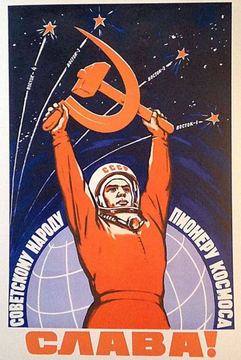 Propaganda soviética enaltecendo a conquista espacial da nação (Imagem: Divulgação)