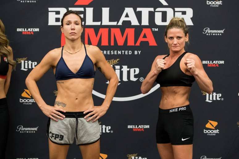 Juliana Velasquez (à esquerda) somou sétima vitória e segue invicta nas artes marciais mistas (Foto: Bellator MMA)