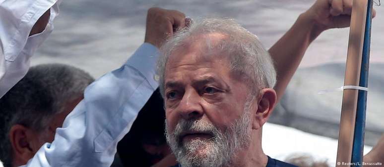 O ex-presidente Lula, em comício antes de ser preso em São Bernardo