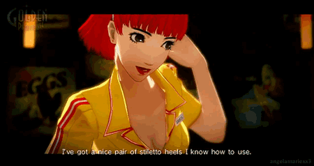 "Eu tenho um ótimo par de saltos stiletto e sei como usá-los".(Animação: Atlus)