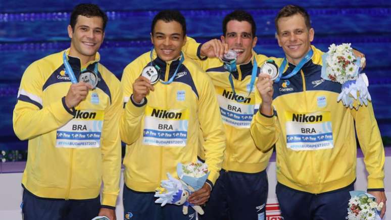 Medalhistas de prata no 4x100m livre em Budapeste estarão no Rio de Janeiro (Foto: Satiro Sodré/SSPress/CBDA)