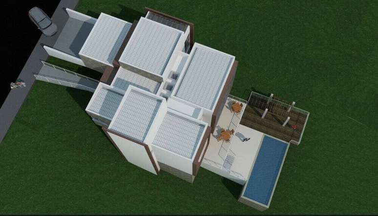 2. Casas com telhado platibanda vista de cima