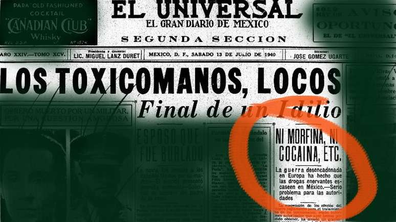 A guerra em curso na Europa em 1940 fez com as drogas legalizadas não chegassem mais ao México, como mostra notícia na capa do jornal 'Universal'