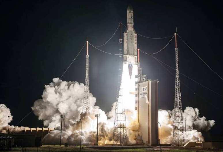 O SGDC foi lançado em 4 de maio de 2017, no Centro Espacial de Kourou, na Guiana Francesa. (Foto: Ariane Space)