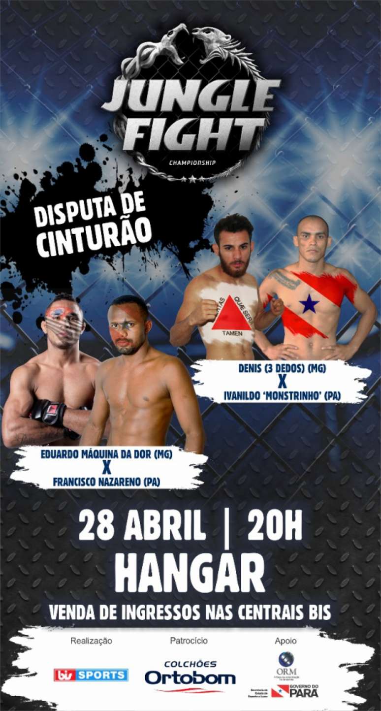 Jungle Fight 93 será realizado no próximo dia 28 de abril, em Belém, no Pará (Foto: Divulgação)