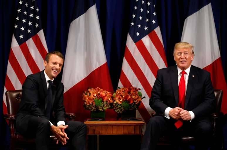 Presidentes da França, Emmanuel Macron, e dos EUA, Donald Trump, durante encontro em Nova York
18/09/2017 REUTERS/Kevin Lamarque 