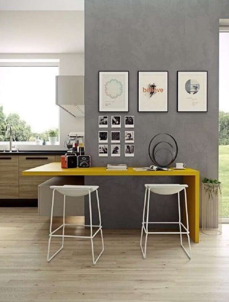 59. Bancos com design minimalista para cozinha moderna