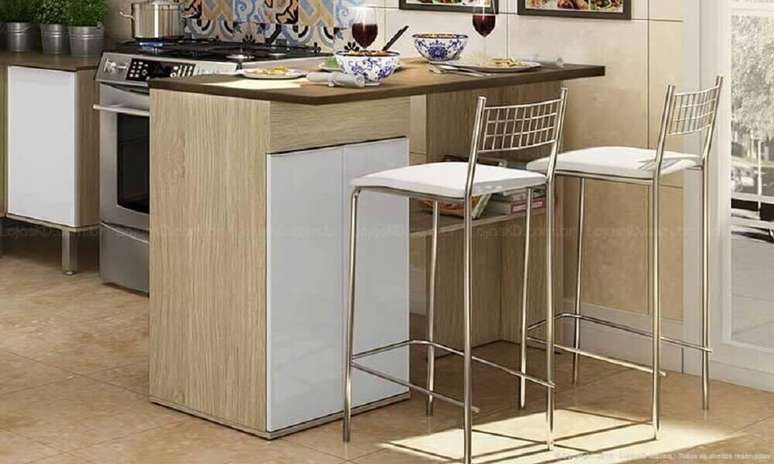 16. Bancos simples para cozinha americana decorada