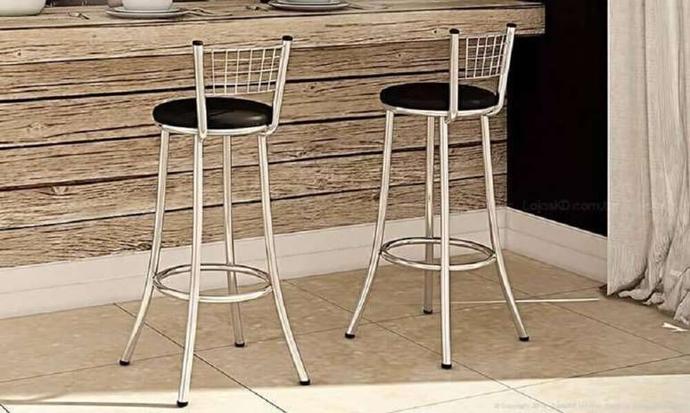 55, Bancos bancos para cozinha americana com design simples e confort&aacute;vel