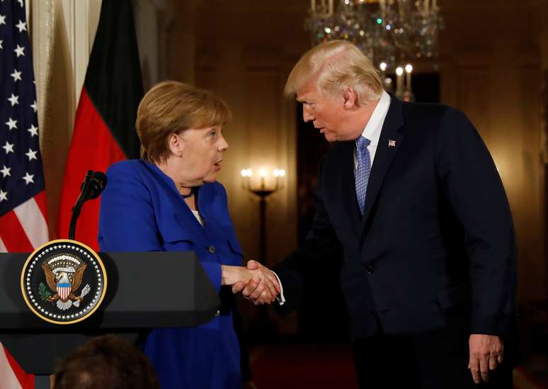 Trump e Merkel se re&uacute;nem na Casa Branca
 27/4/2018    REUTERS/Kevin Lamarque 