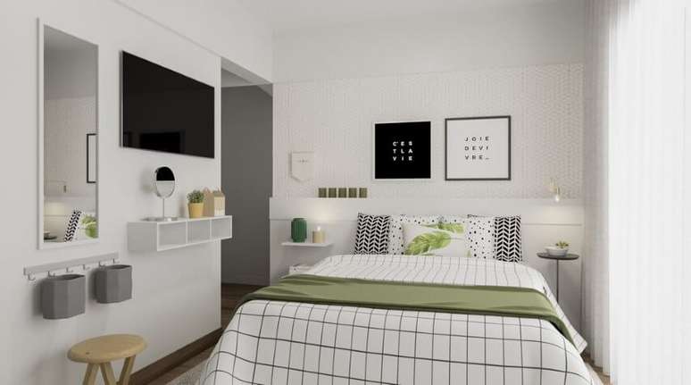 63. Um quarto pequeno, funcional e moderno. Projeto de Easy Deco Online