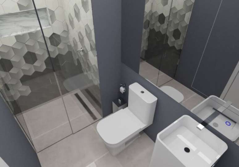 45. Você pode formar um degradê com azulejos para banheiro. Projeto de Lincoln Santana Samogi