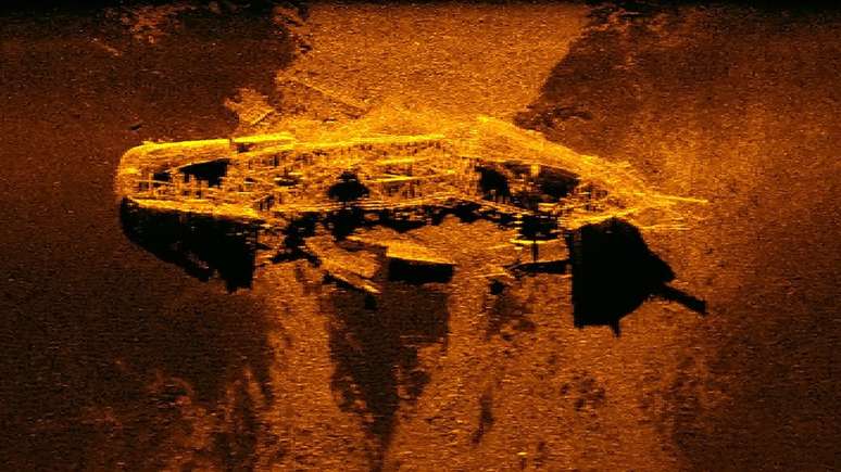Imagem sonar de um dos navios encontrados em 2015