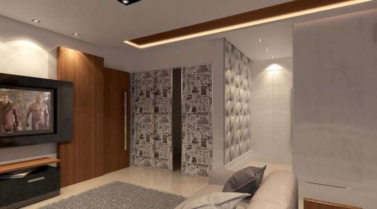 19. Papel de parede no corredor. Projeto de Raduan Arquitetura