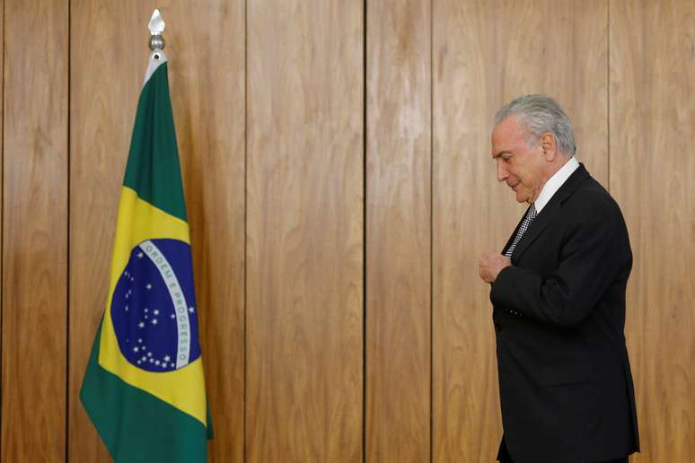 Presidente Michel Temer durante cerim&ocirc;nia no Pal&aacute;cio do Planalto
25/04/2018 REUTERS/Adriano Machado