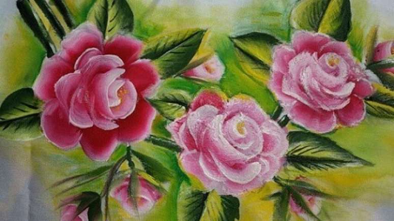 37. As rosas cor-de-rosa ficam lindas nesse tipo de pintura