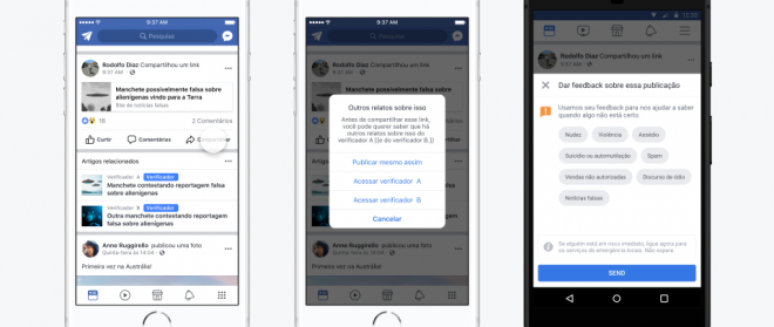 Sistema de checagem de notícias do Facebook traz selos e links relacionados (Imagem: Divulgação/Facebook)