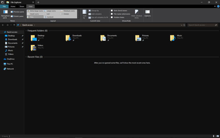 Tema escuro do File Explorer (Imagem: Windows)