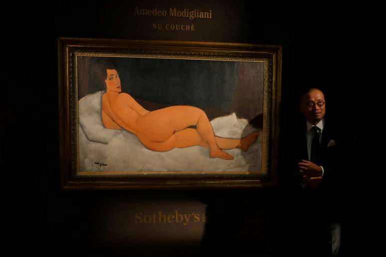 "Nu couch&eacute;", quadro de Amedeo Modigliani vendido por 157 milh&otilde;es de d&oacute;lares em leil&atilde;o em NY 24/04/2018 REUTERS/Venus Wu