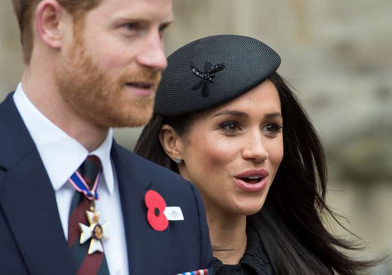 Príncipe Harry e sua noiva, a atriz norte-americana Meghan Markle, durante cerimônia na Abadia de Westminster, em Londres
25/04/2018 Eddie Mulholland/Pool via Reuters
