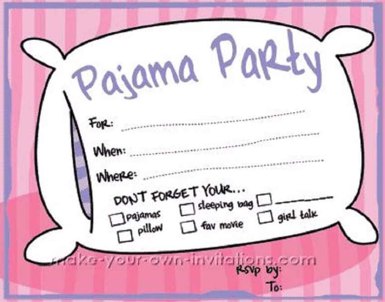 3. Adicione campos no seu convite para festa do pijama onde os pais possam colocar mais informações sobre as crianças