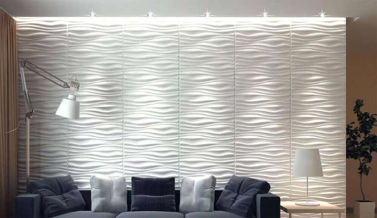 41. Parede de gesso 3D na sala