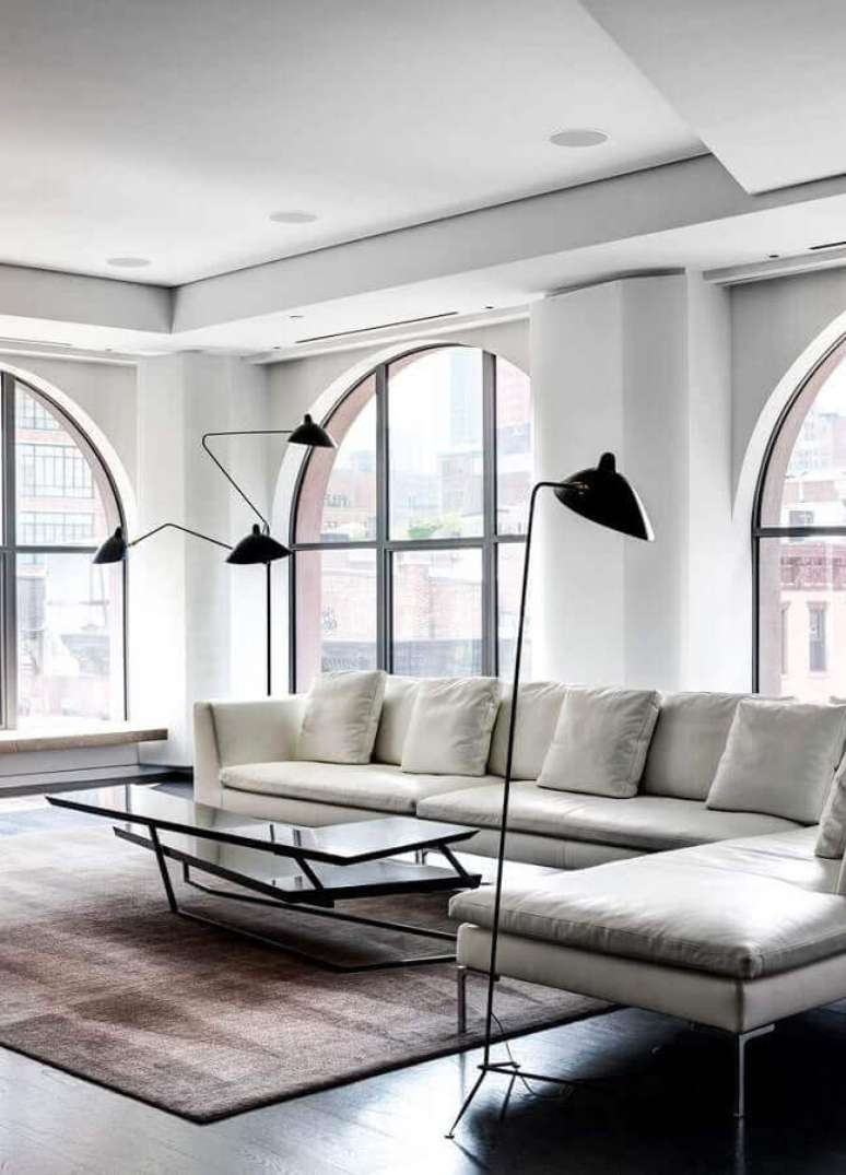 25. Decoração minimalista pra sala com sofá com chaise