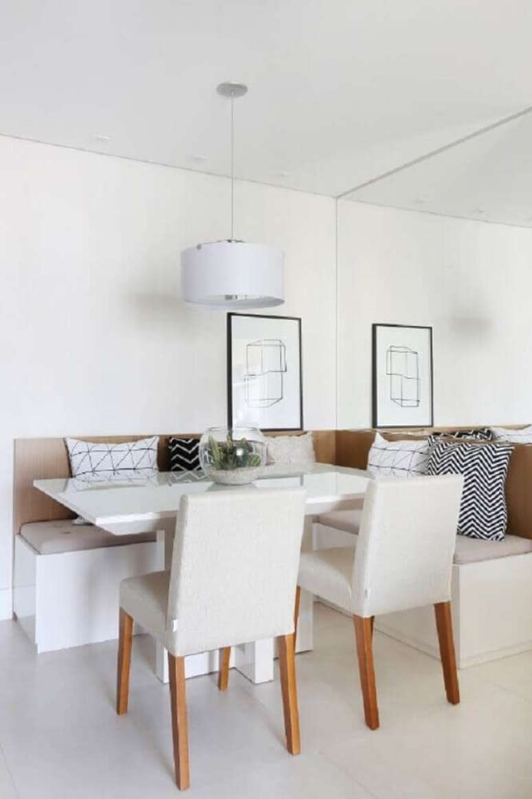 39. Decora&ccedil;&atilde;o de sala de jantar com estilo minimalista