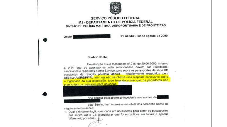No &uacute;ltimo documento anexado ao procedimento aberto pela PF a pedido dos japoneses, feito dois anos e meio antes, &eacute; dito que 'n&atilde;o se obteve uma resposta conclusiva sobre a legalidade' dos passaportes colocados sob suspeita