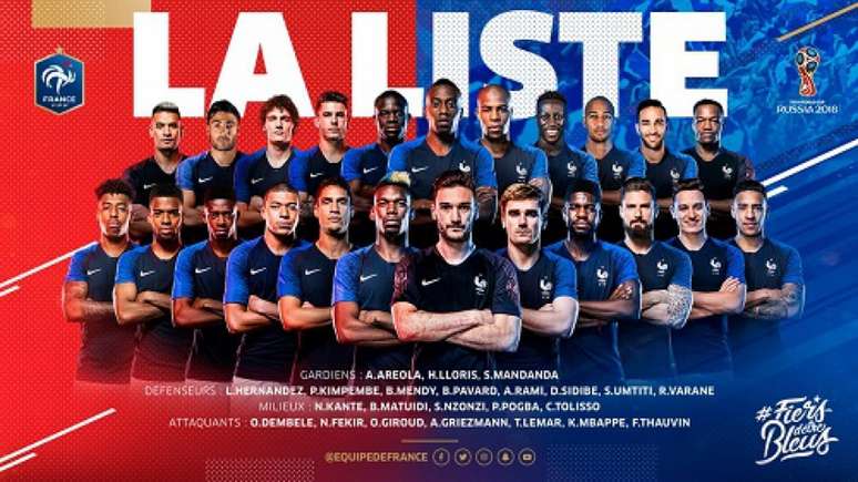 França divulga lista de convocados para a Copa do Mundo (Foto: Reprodução / Twitter)