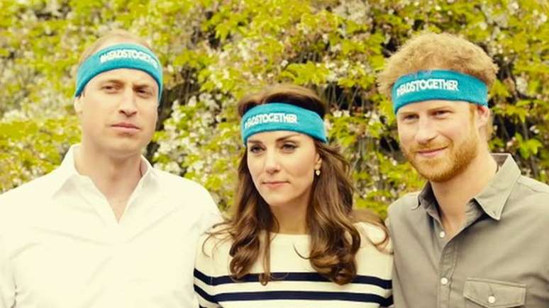 Harry, o irmão, William, e a cunhada Kate Middleton apoiam uma campanha que promove a saúde mental