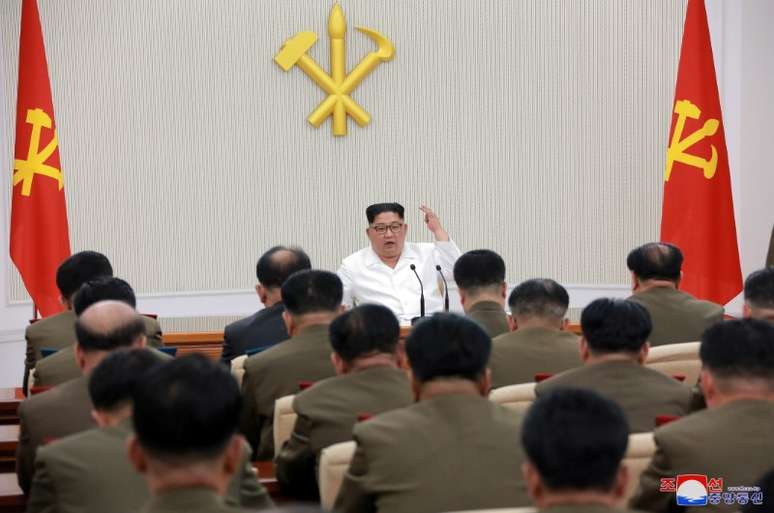 Líder norte-coreano, Kim Jong Un, em Pyongyang 18/05/2018 KCNA/via REUTERS