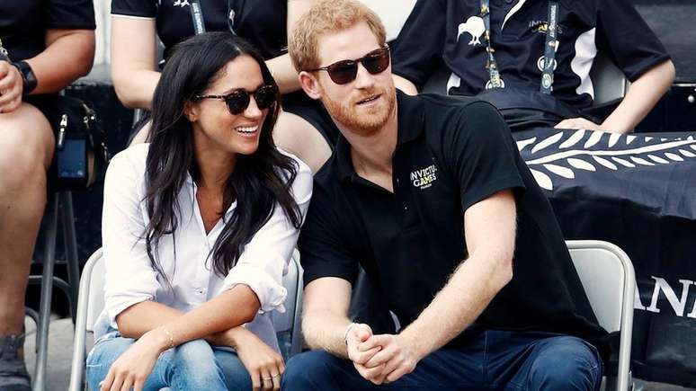 Meghan e Harry em sua primeira aparição pública juntos, em setembro, em um evento esportivo