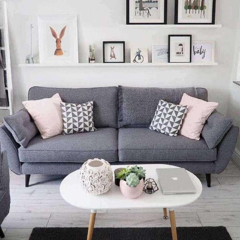 59. Sofá para sala com decoração moderna e minimalista