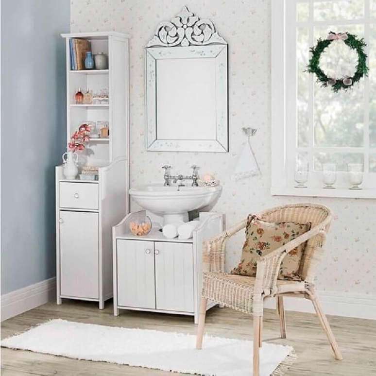 26. Decora&ccedil;&atilde;o de lavabo com estilo proven&ccedil;al