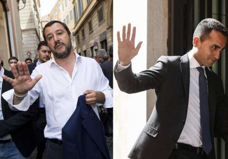 Matteo Salvini e Luigi Di Maio, líderes da Liga e do M5S, respectivamente