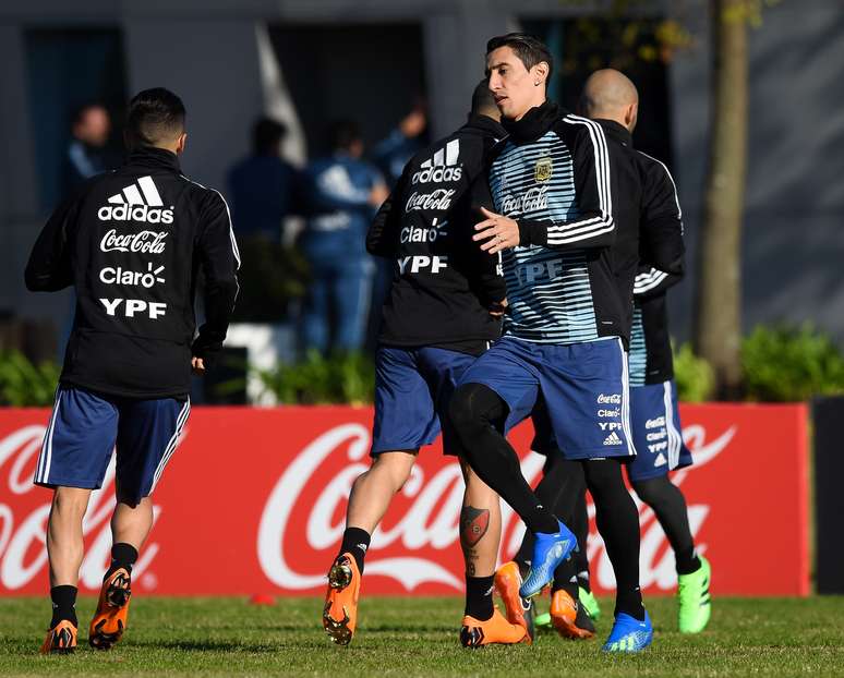 Angel Di Maria durante preparação da Argentina para a Copa do Mundo de 2018, na Rússia.