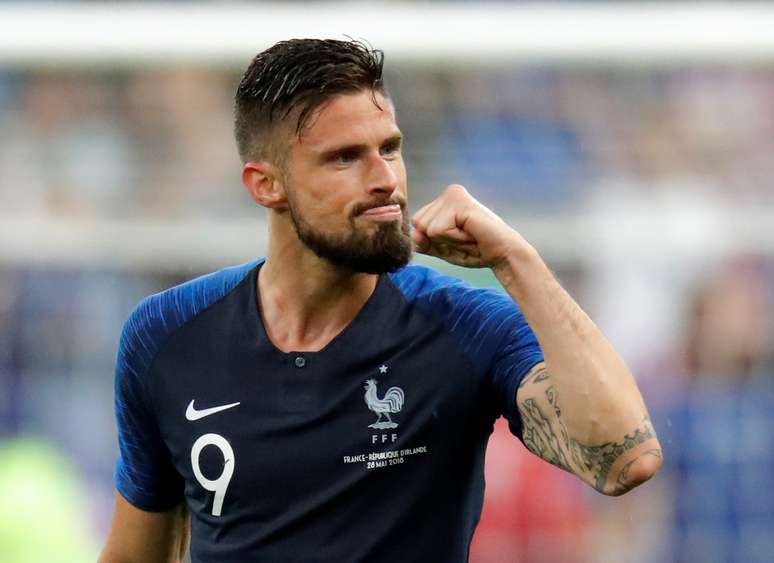 Giroud comemora gol da França contra a Irlanda
 28/5/2018     REUTERS/Charles Platiau 