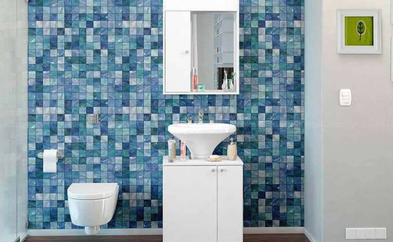 19- Azulejos para banheiro azuis.