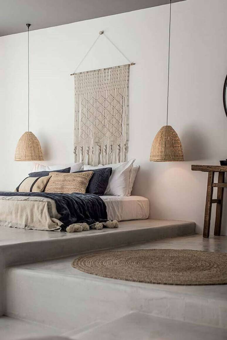 13. Quarto decorado com cama estilo japonesa