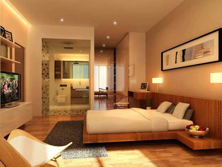 8. É importante que os demais móveis do quarto também possuam design mais simples e minimalista para ficar em harmonia com a cama de casal japonesa