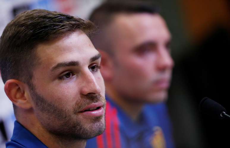 Iago Aspas e Yeray Alvarez na coletiva de imprensa da Seleção Espanhola 