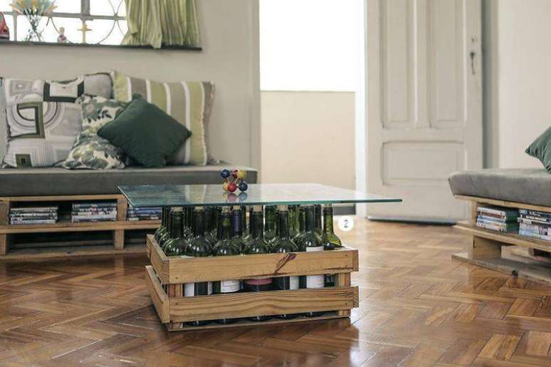 17. Conjunto de sofás de pallets para a decoração de sala