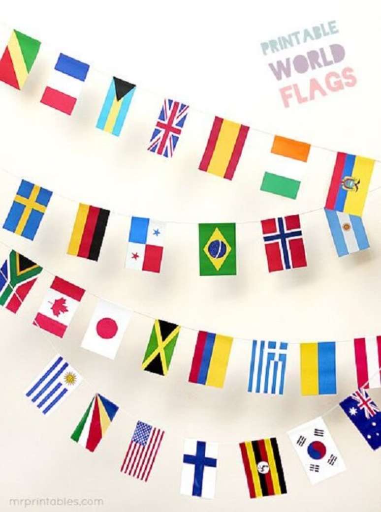 Decora&ccedil;&atilde;o de copa do mundo &ndash; Varal de bandeiras