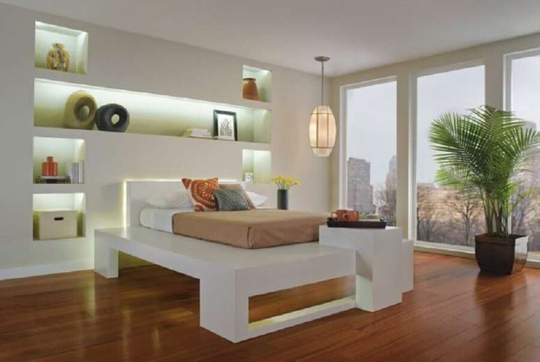 41. Modelo de nichos para quarto com ilumina&ccedil;&atilde;o embutida