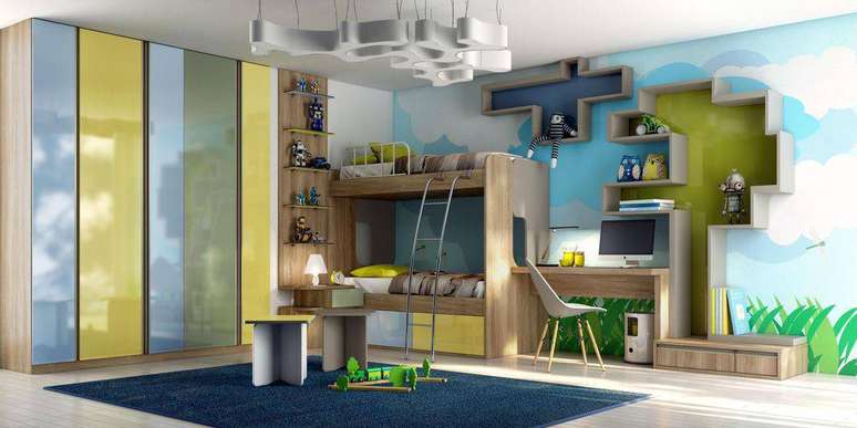 32. Nichos para quarto grande e colorido