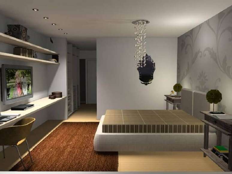 23. Lustres para quarto de casal com detalhes em cristais