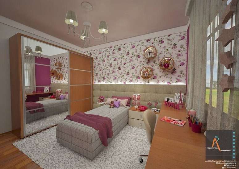 38. Decora&ccedil;&atilde;o com lustres para quarto feminino